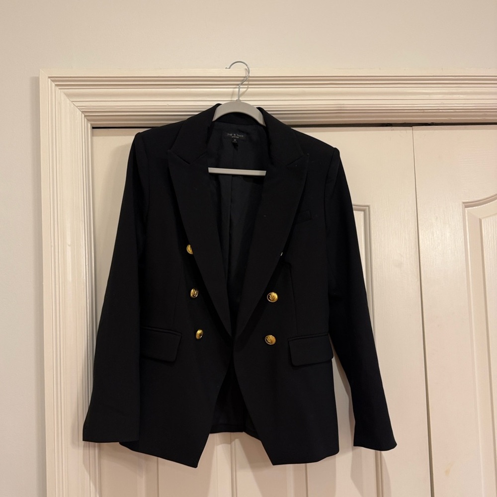 rag & bone Black Blazer with Gold Buttons
